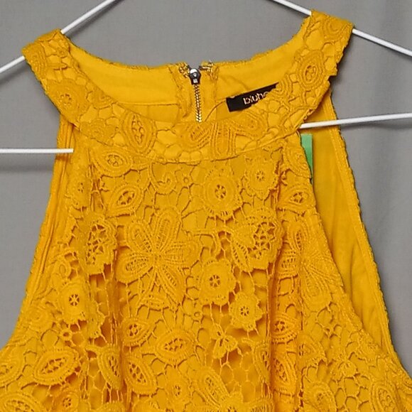 Blu Heaven Dress Womens Large Casual Lace Bodycon Sleeveless Yellow NWT Beach - Picture 3 of 9